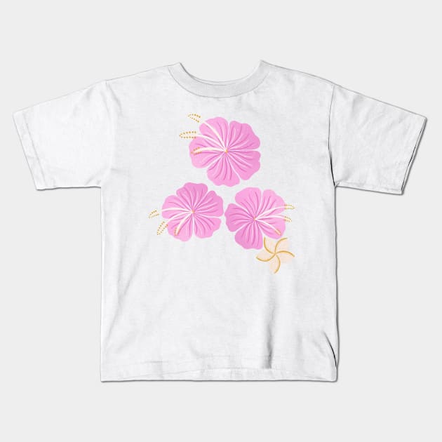 Pink hibiscus flowers Kids T-Shirt by Home Cyn Home 